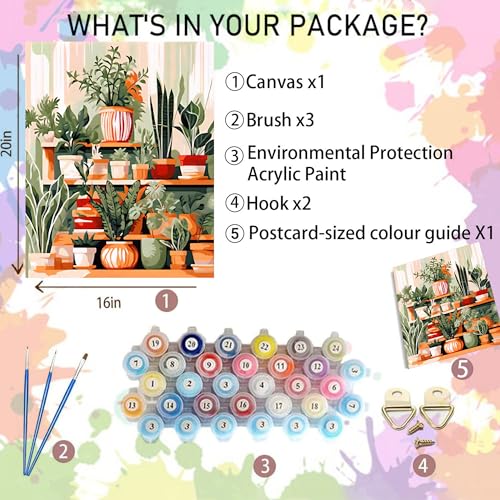Arttoplus Green Plant Paint by Numbers Kit for Adults Beginner 16x20 inch | Plant Adult Paint by Number Kits on Canvas, DIY Oil Painting by Numbers Adult for Gift Home Wall Decor (Without Frame) - color: MT18188-US
