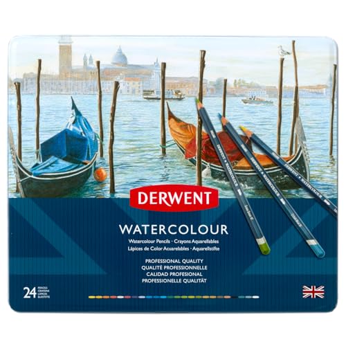 Derwent Colored Pencils, WaterColour, Water Color Pencils, Drawing, Art, Metal Tin, 24 Count (32883) - size: 24 Count (Pack of 1), style: Metal Tin