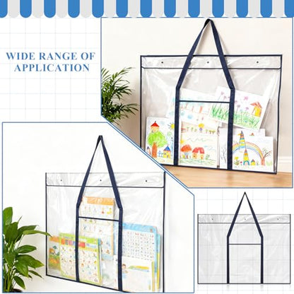 2 Pack Large Poster Storage Bag 48" x 36" Bulletin Board Holder, Art PVC Folder with Pocket, PVC Art Portfolio Container for Teacher Paper Teen(Black&Blue) - color: Black & Blue