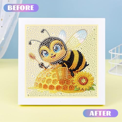 Bee Diamond Art Painting Kits for Kids with Frame Ages 4-8-12 (7x7 inch) - color: CC1150