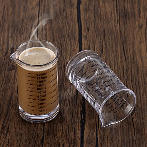 Ackers 4 Oz Glass Measuring Cup,Borosilicate Shot Glass with V-Shaped Spout(Pack of 2) - color: Black(Pack of 2)