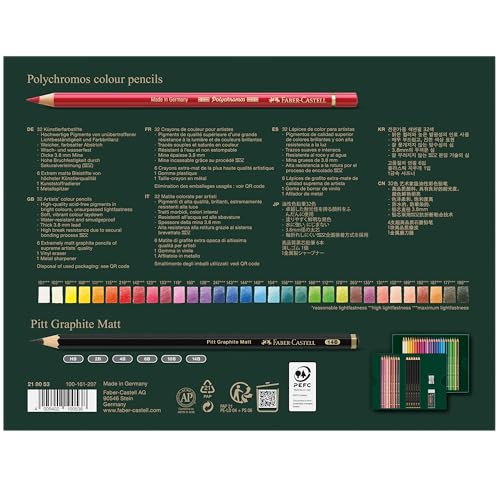 Faber-Castell Polychromos and Pitt Graphite Matte Giftset Artist Gift Set, Multi-Color 40 Count - style: 40 Count