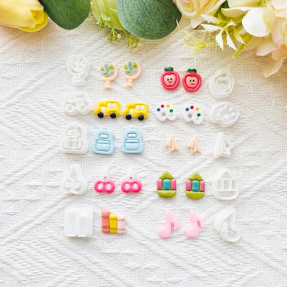 Daily Icon Polymer Clay Cutters Set – Molds, Clay Cutters for Polymer Clay, Clay Earring Tools - color: N color