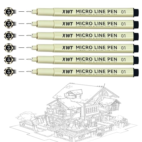6Pcs 0.25mm Micro Fineliner Pens Set | Ultra Fine Fineliner Pen, Water-based Black Pigment Ink, Drawing Journaling Doodling Supplies for Artists, Designers - color: Micro Line Pen-6pcs 0.25mm