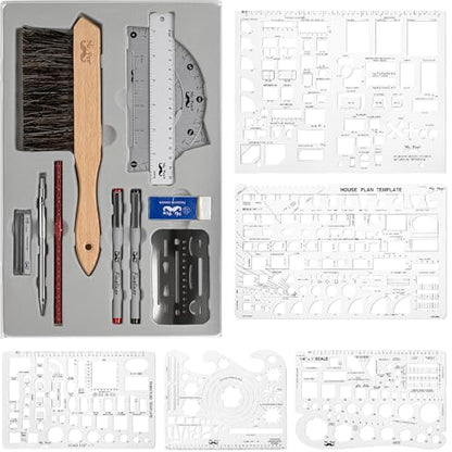 Mr. Pen- Professional Drafting Tools & Geometry Set with Case, 17 pcs - color: Clear, size: 17 pcs