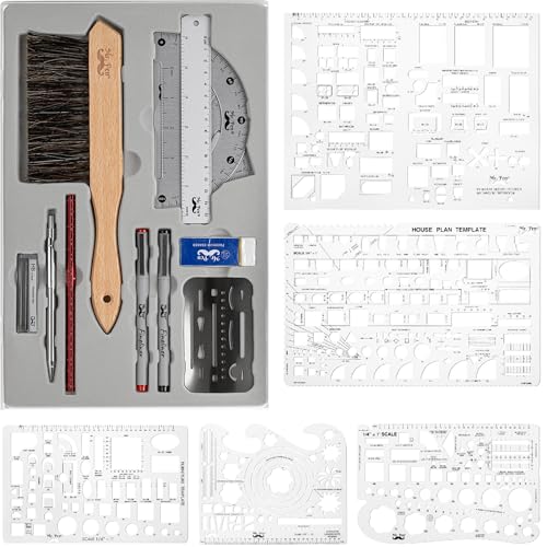 Mr. Pen- Professional Drafting Tools & Geometry Set with Case, 17 pcs - color: Clear, size: 17 pcs