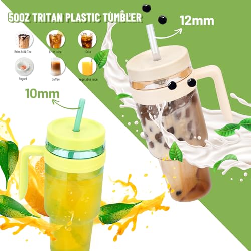 50 oz Tritan Plastic Tumblers with Lids and Straw | Leak-Proof BPA-Free Tumbler with Time Marker, Reusable for Iced Coffee, Tea, Juice, Boba, Smoothies, Wide Mouth - color: Navy Blue
