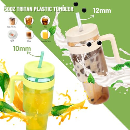 50 oz Tritan Plastic Tumblers with Lids and Straw | Leak-Proof BPA-Free Tumbler with Time Marker, Reusable for Iced Coffee, Tea, Juice, Boba, Smoothies, Wide Mouth - color: Navy Blue