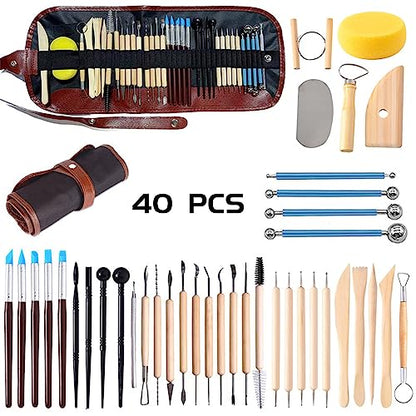 ReArt Natural Air-Dry Clay, Pottery Clay10LBs with 40 Pcs Pottery Tools Clay Sculpting Tool Set, All-Purpose Modeling Clay (White) - color: White