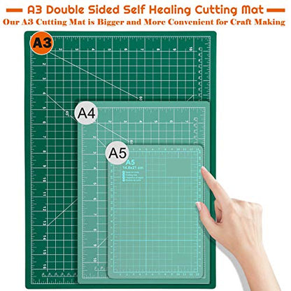 anezus Self Healing Sewing Mat, 12inch x 18inch Rotary Cutting Mat Double Sided 5-Ply Craft Cutting Board for Sewing Crafts Hobby Fabric Precision Scrapbooking Project - color: Green, size: 17.8"L x 11.9"W