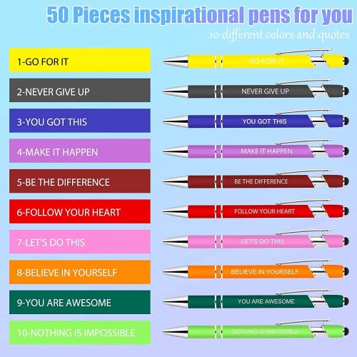 100 PCS Inspirational Pens Bulk with Stylus Tip Gifts Black Ink