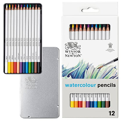 Winsor & Newton Studio Collection, Watercolor Pencils, Set of 12 | Highly pigmented, Wax-Based, Can be Used Wet/Dry, Add Water & Brush to Create Painterly Effects, Break-Resistant Points. - style: 12 Watercolor Pencils