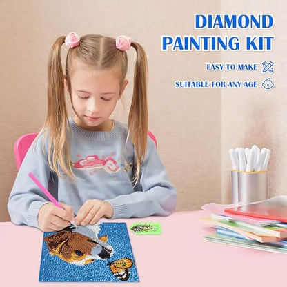 Leixonl Diamond Art Kits for Kids with Framed (7 in) Cartoon Animals DIY Gem Art Painting - Arts & Crafts Gifts for Beginners & Teens (Dog) - color: Dog