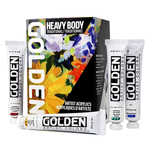 GOLDEN Heavy Body Acrylics, Traditional Set, 8 Color, Professional Acrylic Paint