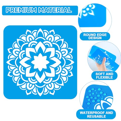 36pcs Mandala Drawing Stencils for 8 Inch Sidewalk Chalk Stencils Painting Large Washable Reusable Mandala Themed Primary Shape Template for Toddlers Preschool - style: Mandala