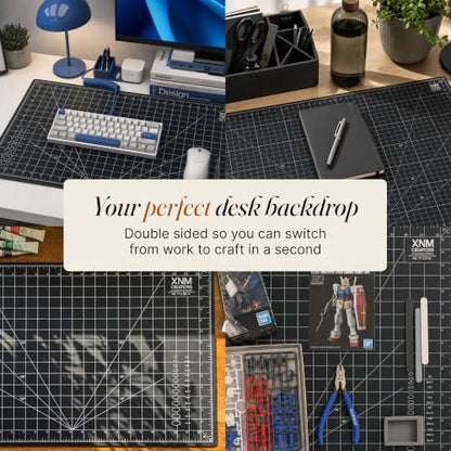XNM Premium Self Healing Cutting Mat - 24 Inches by 36 inches - A1, 3 Layer Quality PVC Construction - Dual Sided, Imperial and Metric Grid Lines - Perfect for Cutting, Sewing, and Crafts - size: 36"L x 24"W
