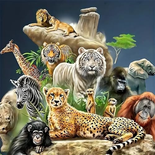 CXYQLC DIY 5D Diamond Painting Kits for Adults, Diamond Art Lions,Tigher&Animals Diamond Painting Full Drill Crystal Rhinestone Embroidery Craft Kits for Home Wall Decor Gifts 13.7x13.7inch