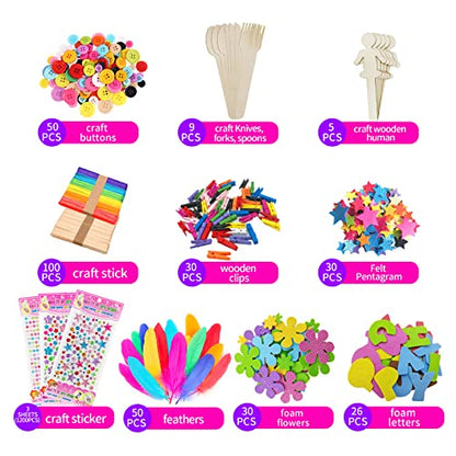 Itopstar 3000 Kids Arts and Crafts Supplies for Kids Crafting Supply in 3 Layered Plastic Art Box All in One Ages 8 9 10 11 & 12 Year Old Girls & Boys Crafting Supply Set - color: Pink 3000pcs