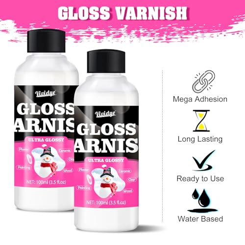 Air Dry Clay Varnish 200ml/7oz | Clear Clay Sealant, Waterproof, High Gloss Varnish, Prevents Cracking, Scratching and Abrasion of Craft Pottery etc
