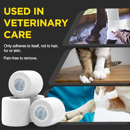OK TAPE 12 Rolls Self Adhesive Bandage Wrap, Cohesive Elastic Athletic Tape - color: White, size: 2 Inch