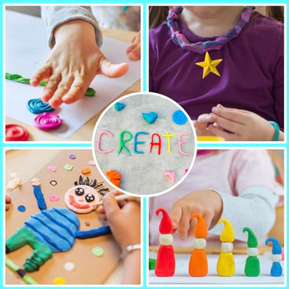 Air Dry Clay, 124 Colors Modeling Magic Clay for Kids | Includes Tools, Soft & Ultra Light, Ages 3-8+ Years, Boys & Girls - color: 124 Colors