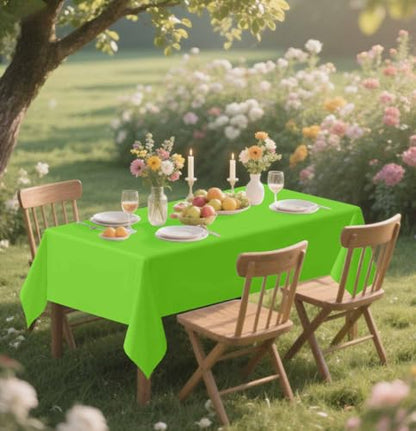 HEIPINIUYE 2 Pack Lime Green Tablecloth Disposable 54 x 108 Inch Green Plastic Table Cloth Disposable Waterproof Rectangle Table Cover for Party Birthday Camping Picnic Tablecloths - color: Lime Green Rectangle Tablecloth, size: 2 Pack