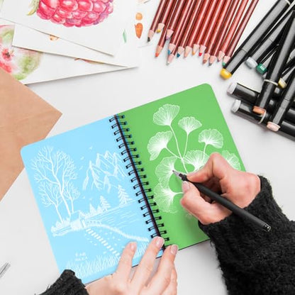 5x7 12 Colors Paper Mixed Media Sketchbook,Spiral Notebook Junk Journal - color: 12Colors Paper-SideSpiral