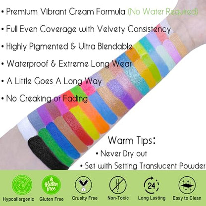 CCbeauty Professional 36 Colors Face Body Paint, Large Cream Face Painting Palette Kit, Non Toxic Hypoallergenic FacePaint for Halloween SFX Special Effects Costume Cosplay Makeup - color: 01
