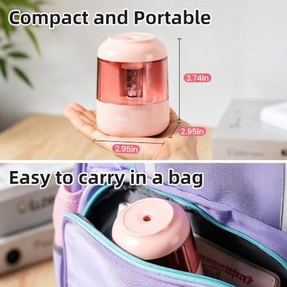 deli Electric Pencil Sharpener, Battery Operated, 6.5–8mm for Classroom | Battery Electric Pencil Sharpener, Durable Blade 5000+ Sharpen, Fits 6.5-8mm Pencils Classroom Kids Home - color: Pink