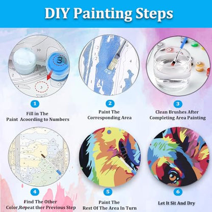 Artunion Framed Paint by Numbers Kit for Adults Beginners & Kids Ages 8-12,German Shepherd Paint by Number with Frame,Dog Animal Paint by Numbers Kit on Canvas 10 * 10 Inch Without Easel - color: ZXT-234-F