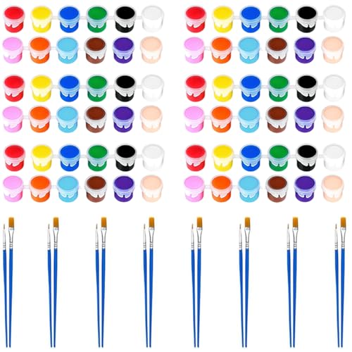 8 Pack Mini Acrylic Paint Set, 12 Colors Washable Acrylic Paint Strips with 16Pcs Painting Brushes for Kids&Adults Paint, 112 PCS Kids Painting Kit for Birthday Party Favor, Classroom, Art Gift - color: 8 Pack(112 Pcs）