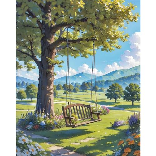 Landscape Paint by Numbers for Adults - Scenery Paint by Number on Canvas | DIY Oil Painting for Gift Home Wall Decor, Without Frame (16x20 inch) - color: MT12366