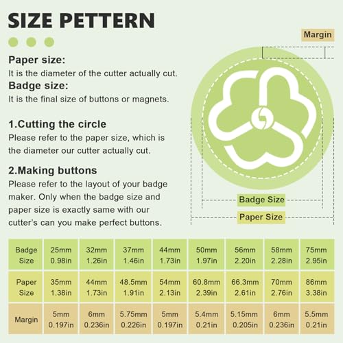1.26" Button Paper Cutter Graphic Punch Die Cutter Button Cutter for 32mm Buttons, 1.732" Circle Cutter Punch 44mm Round Paper Cutter - size: for 32mm Buttons
