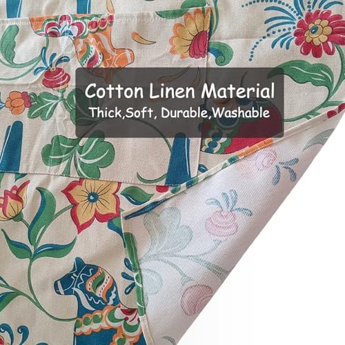 DILLMAN Aprons for Women with Pockets Cotton Linen Cooking Kitchen Baking Soft Durable Floral Gardening Apron - color: White