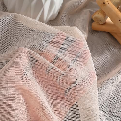 39.4x63 Inch Champagne Netting Mesh Fabric Polyester Breathable Mosquito Net Fabric Soft Voile Solid Sheer Tulle Fabric by The Yard for Sewing Making Craft Clothes Dresses Costume Diy Supply - color: Champagne