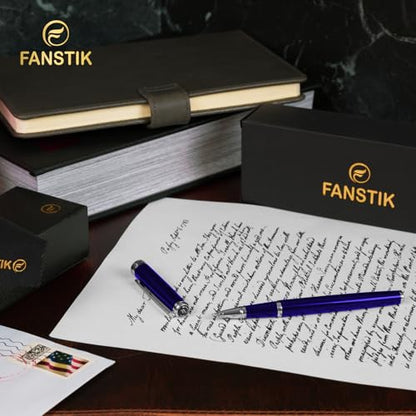 FANSTIK Blue Luxury Rollerball pen, fancy gift set for women, Chrome Finish, Professional executive pen gift set for men (Lux Rollerball Blue) - color: C RollerBall Blue