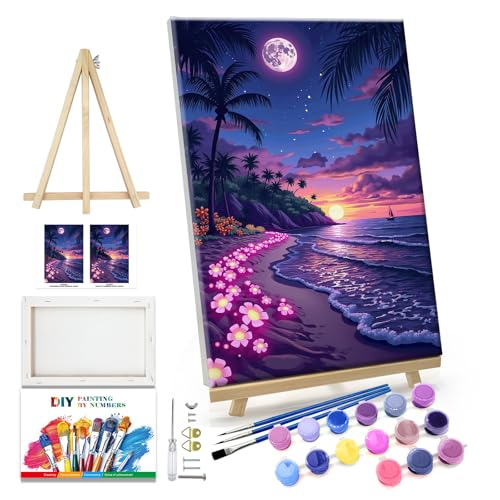 JOOZ Moon Paint by Numbers Kit for Adults with Frame 8x12 Inch - color: Moonlight 078