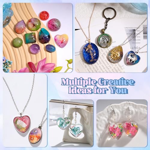 LET'S RESIN Cabochon Gems Resin Molds, 36-Cavity Jewelry Making Kit | Includes 16 Metal Pendant Trays, Silicone Molds for UV & Epoxy Resin, Pendants, Earrings, Necklaces, DIY Craft Supplies