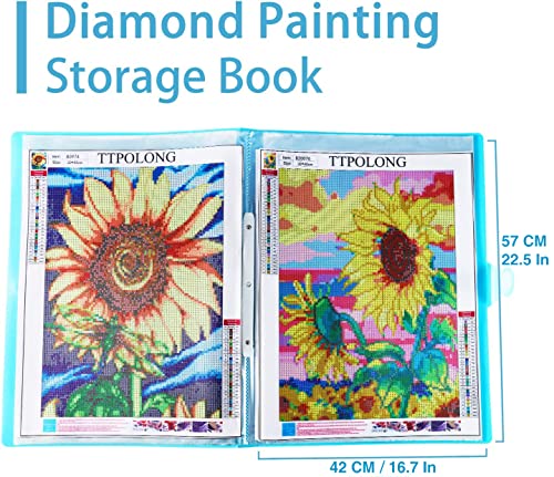 TTPOLONG A2 Diamond Painting Storage Book, Diamond Art Portfolio Book 30 Pags Clear Pockets Plastic Sleeves（22.5X16.7 Inch） - color: Blue, size: 22.5x16.7 Inch