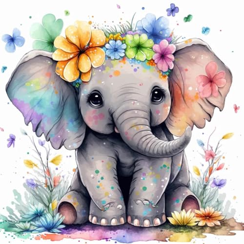 Cute Elephant Diamond Art Painting Kits for Adults - Round Full Drill Diamond Dots Paintings for Beginners, 5D Paint with Diamonds Pictures Gem Art Painting Kits DIY Crafts Project Kits 14x14inch - color: cute elephant