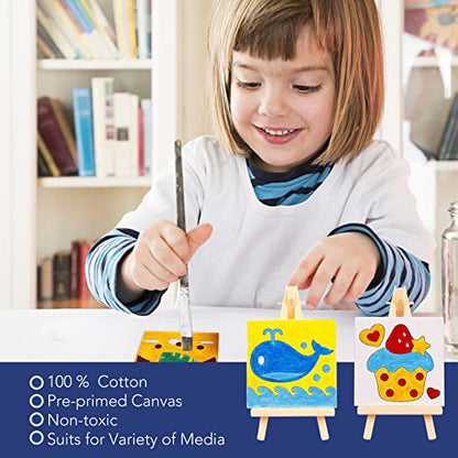 ESRICH Mini Stretched Canvas 12 Pack 4x4inch, 2/5''Profile Art Primed Canvases for Painting, 100% Cotton Small Professional Stretched Canvas for Kids and Art Supplies,for Acrylics,Oils&Other Painting. - style: 12 Packs Stretched Canvas - 4*4in