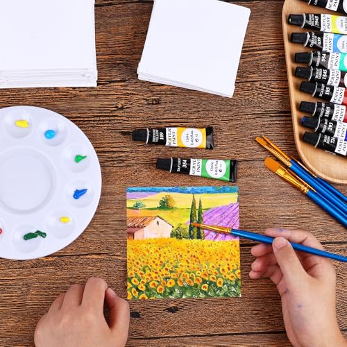 ESRICH 6x6 Canvas for Painting, 24 Pack Canvas Boards Cotton Painting Canvas Primed Acid Free Small Blank Canvases Panels for Oil Paint, Watercolor, Acrylic Paint, Gouache, Tempera. - size: 6x6in