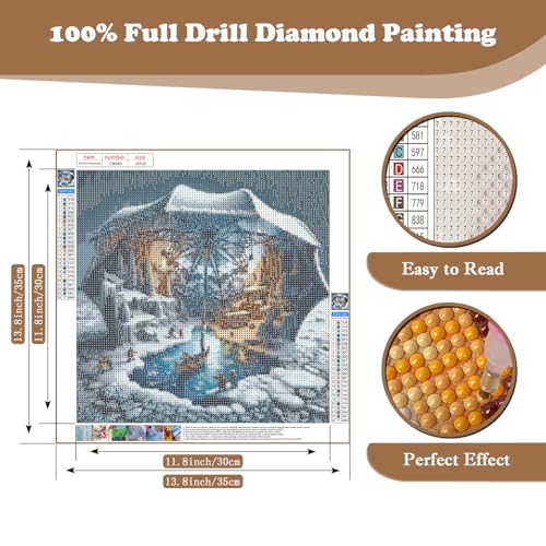 Diamond Art Kits for Adults, Winter Landscape 5D Diamond Painting Kits - color: CM049