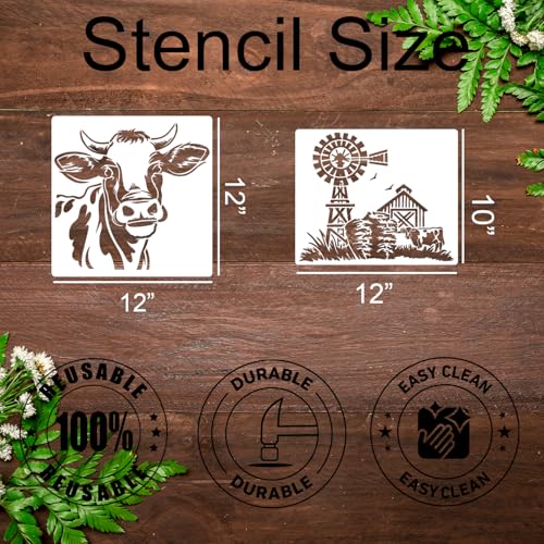 Animal Stencils for Crafts Reusable Wood Burning Stencils - style: Cow
