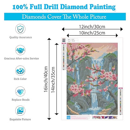 Ausanrl Plum Blossom Diamond Art Painting-Diamond Painting for Adults,5D Diamond Painting Flowers,DIY Full Drill Diamond Painting Flower Gem Painting and Crafts 12x16inch - color: Plum Blossom, size: 12x16inch(Round diamond painting)