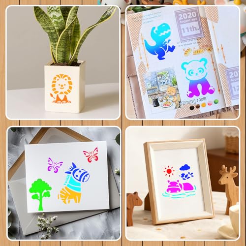 72 Pcs Animal Stencils for Painting, Reusable Wildlife & Creature Animal Painting Templates - Lion, Elephant, Zebra, Panda Craft Kit for Wall Murals, Fabric Art, Wood Signs, Kids Classroom Projects - color: 72 Sheets Animal