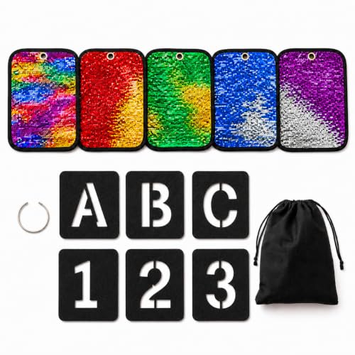 Sparkle & Focus Sensory Room Must Haves – Reversible Sequin Sensory Mats for Kids, Autism Sensory Products, Calm Down Corner & Travel Activity Kit, Sensory Wall Board Set with Letter & Number Stencils
