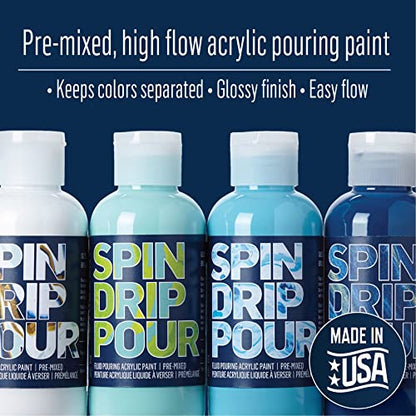 FolkArt Drizzle Pre-Mixed Acrylic Pouring Paint Set, Surf's Up Set of 4 Premium High Gloss Finish Fluid Pouring Paints Perfect for Indoor & Outdoor Arts and Crafts Projects, 50414