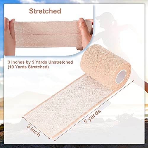 Nuanchu 2 Rolls Adhesive Elastic Tape Bandage Wrap,3 Inch Wide, Apricot | Flexible Stretch Bandage Tape for Sports Ankle Knee Wrist, Vet Wrap for Horses Pets Dogs, Self Adhesive - color: Beige, size: 3 Inch Wide