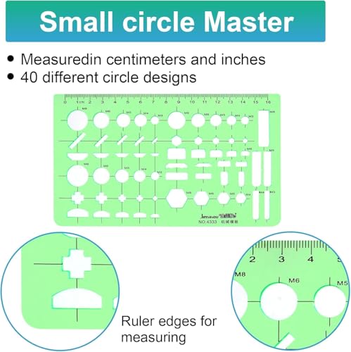 15PCS Geometric Drawings Templates, Measuring Geometry Rulers, Drafting Stencils Measuring Tools